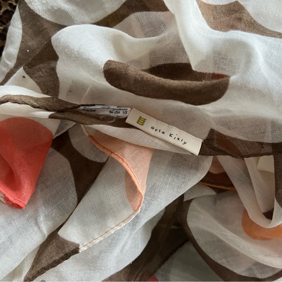 Orla Kiely White and Brown Patterned Scarf - Picture 2 of 3